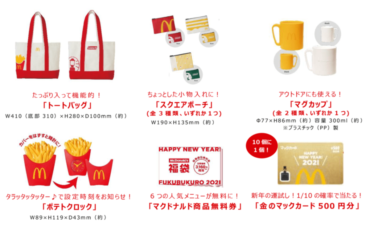 マクドナルド 年12月22日まで 21年福袋 のweb抽選予約を受付 ファストランチボックス